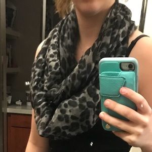 Grey and Black Cheetah Infinity Scarf